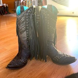 Corral Fringe Black Boots